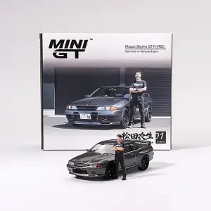 Mini GT 1/64 Nissan Skyline GT-R (R32)Gunmetal W/ Matsuda Figure Tsugio Matsuda Collection - MGT00869