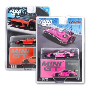 Mini GT İkili Set Porsche 911 GT3 VIRginia Roxy ve Toyota GR86 LB Nation Red