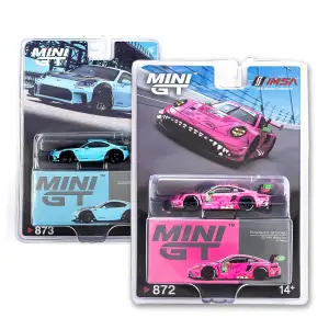 Mini GT İkili Set Porsche 911 GT3 VIRginia Roxy ve Toyota GR86 LB Nation Baby Blue