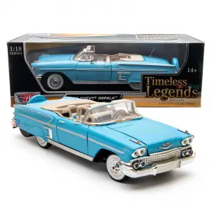 Motor Max 1958 1:18 Chevy Impala Diecast Model Araba Mavi - 73112