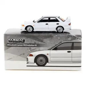 Tarmac Works 1/64 Mitsubishi Lancer RS Evolution III White - Lamley Special Edition - GLOBAL64 T64G-050-RS