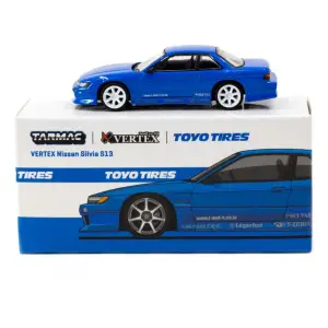 Tarmac Works 1/64 VERTEX Nissan Silvia S13 Blue Metallic TOYO TIRES - GLOBAL64 T64G-025-BL