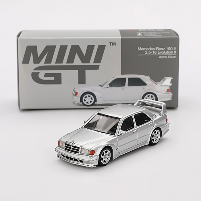 Mini GT Mercedes-Benz 190E 2.5-16 Evolution II Astral Gümüş 1:64