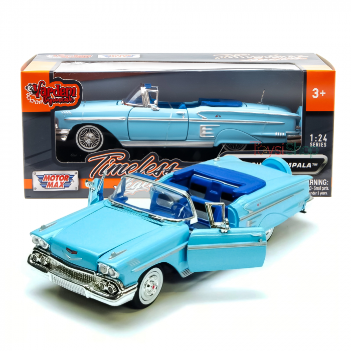 Motor Max 1:24 1958 Chevy Impala Mavi Metal Model Araba – 73267AC