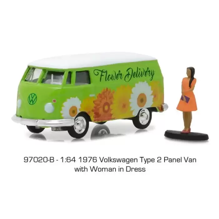 Greenlight Volkswagen Panel Van with Woman Wearing Dress - Hobby Shop Series 2