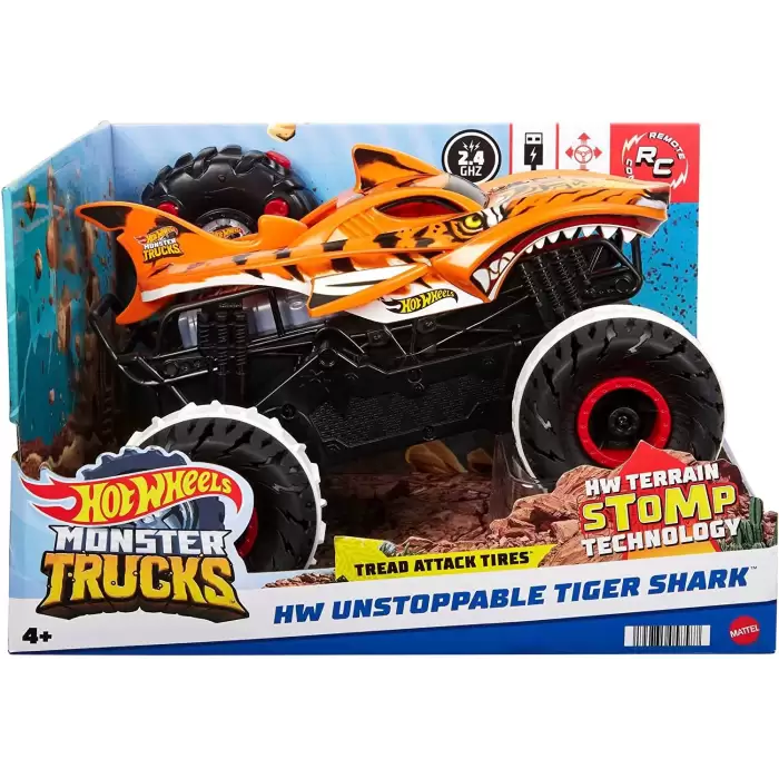Hot Wheels R/C Monster Trucks Durdurulamaz Tiger Shark 1:15 HGV87