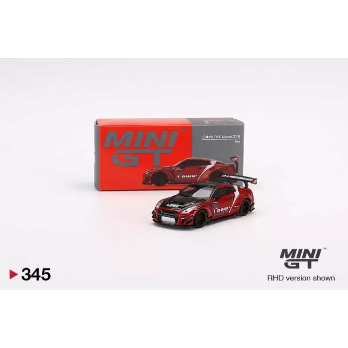 Mini GT LB WORKS Nissan GT-R R35 Type 2, Rear Wing ver 3 , Red, LB Work Livery 2.0 - 345