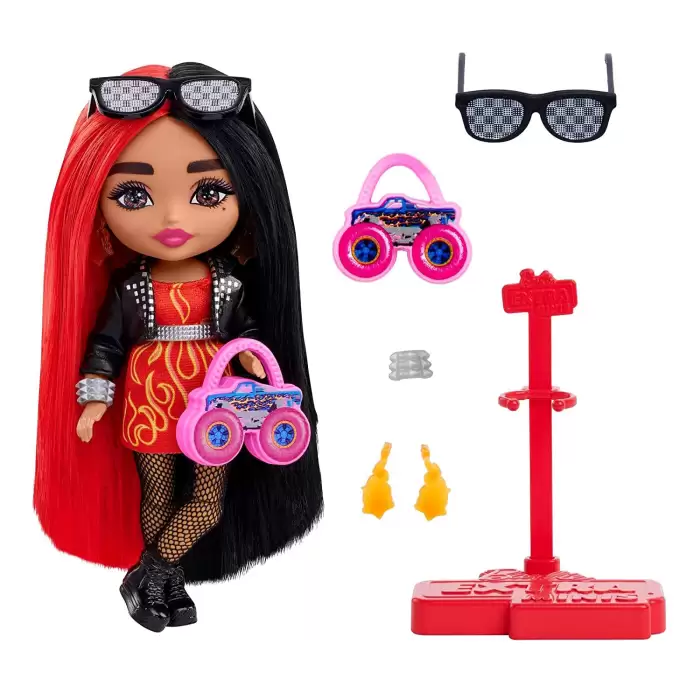 Barbie Extra Minis, Alev Desenli Elbise ve Moto Ceket , HKP88