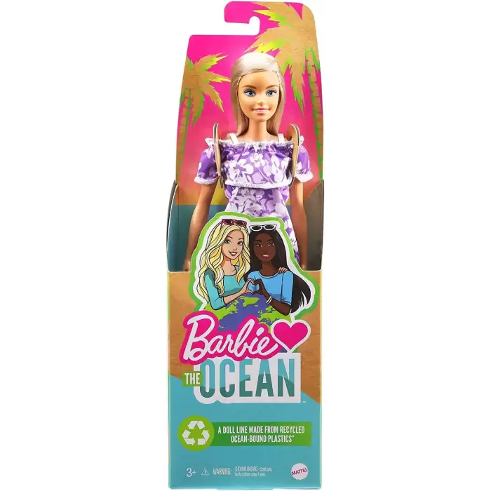 Barbie Okyanusu Seviyor - Fırfırlı Mor Çiçekli Elbise , GRB36