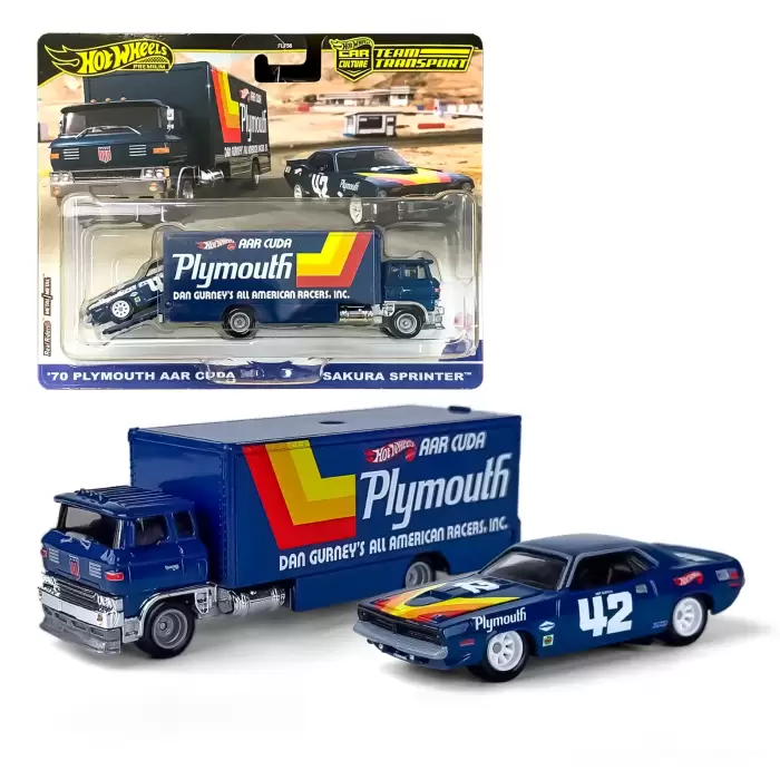 Hot Wheels Team Transport - 70 Plymount AAR Cuda - Sakura Sprinter HRV38