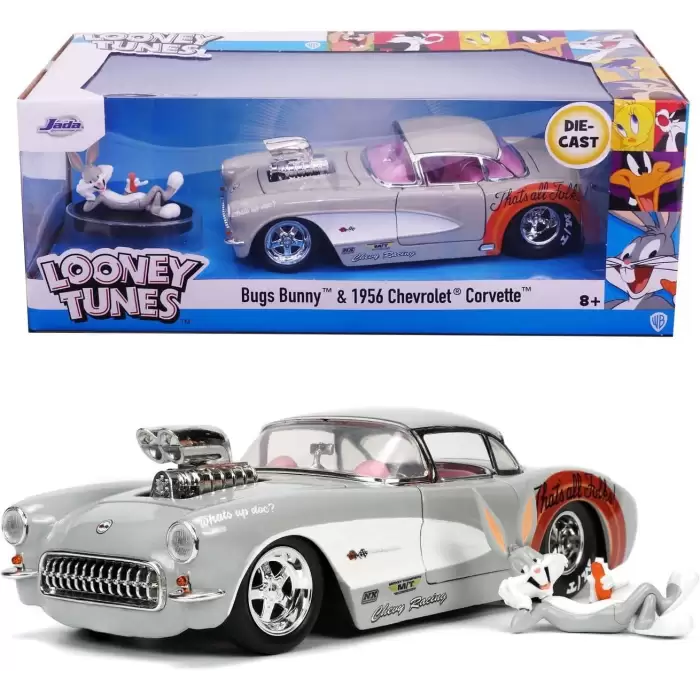 Jada 1:24 , Bugs Bunny Figür ve1957 Chevrolet Corvette Araç, 253255041
