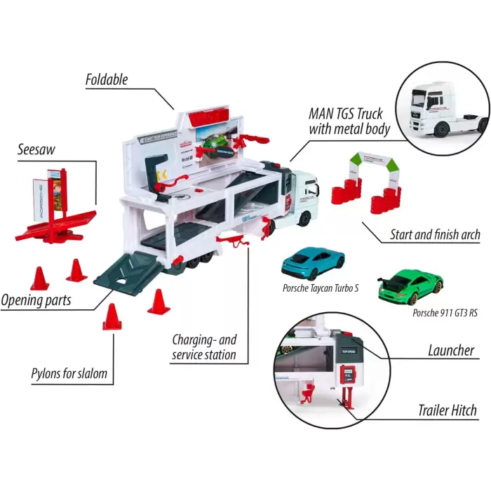 Majorette Man TGX Kamyon ve 2 Porsche Araba