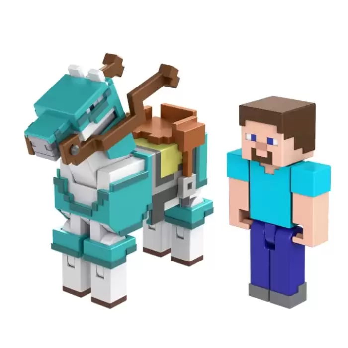 Minecraft Steve and Armored Horse - İkili Figür Seti HDV39