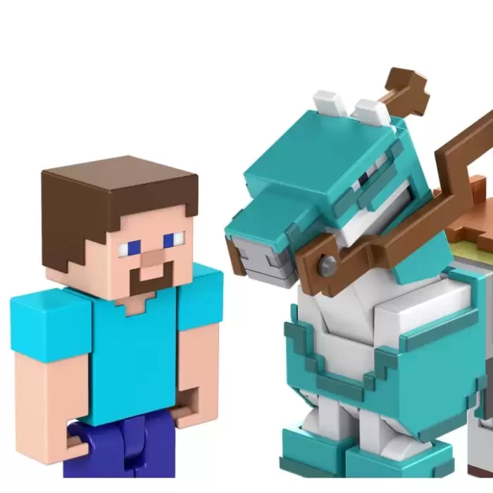 Minecraft Steve and Armored Horse - İkili Figür Seti HDV39