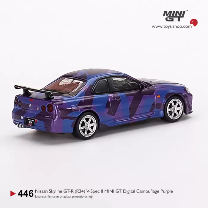 Mini GT Nissan Skyline GT-R (R34) V-Spec II MINI GT Digital Camouflage Purple - 446
