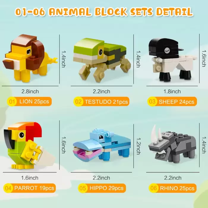 Bricks - Hayvan Krallığı Fil - 12 Farklı Blok Oyuncak Yapım Seti - SM206B