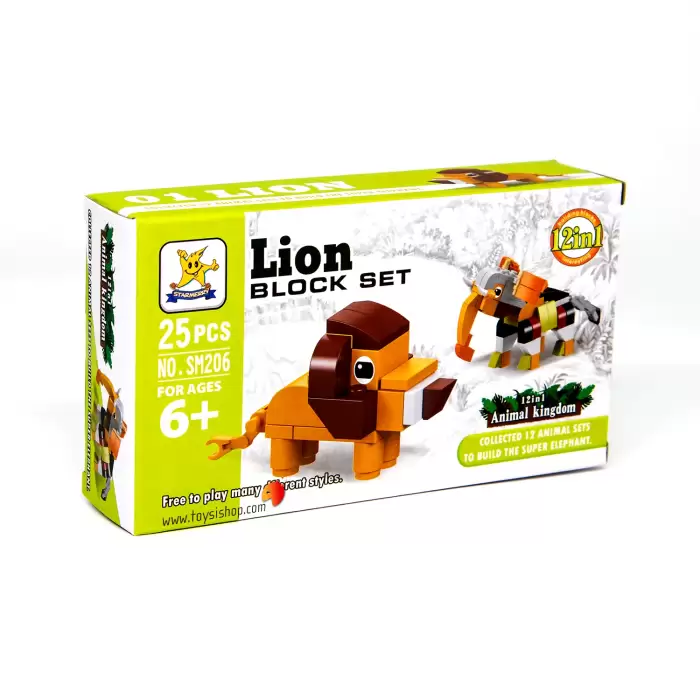 Bricks - Hayvan Krallığı Lion Blok Oyuncak SM206B-01