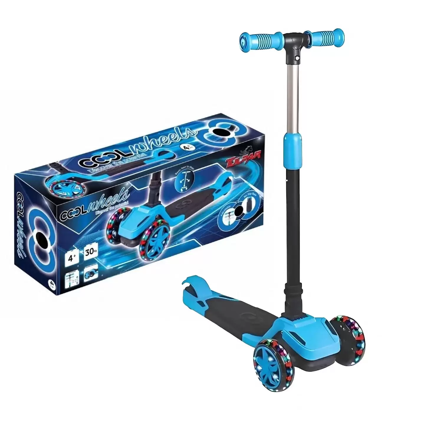 Cool Wheels Tulpar Işıklı Katlanır Mavi Scooter - FR59359