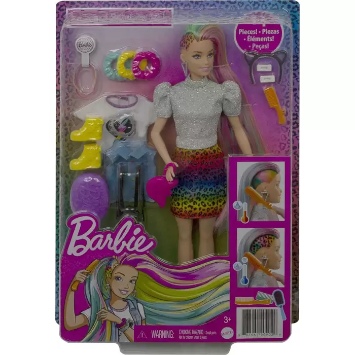 Barbie Leopar Desenli Saçlar Bebeği GRN81