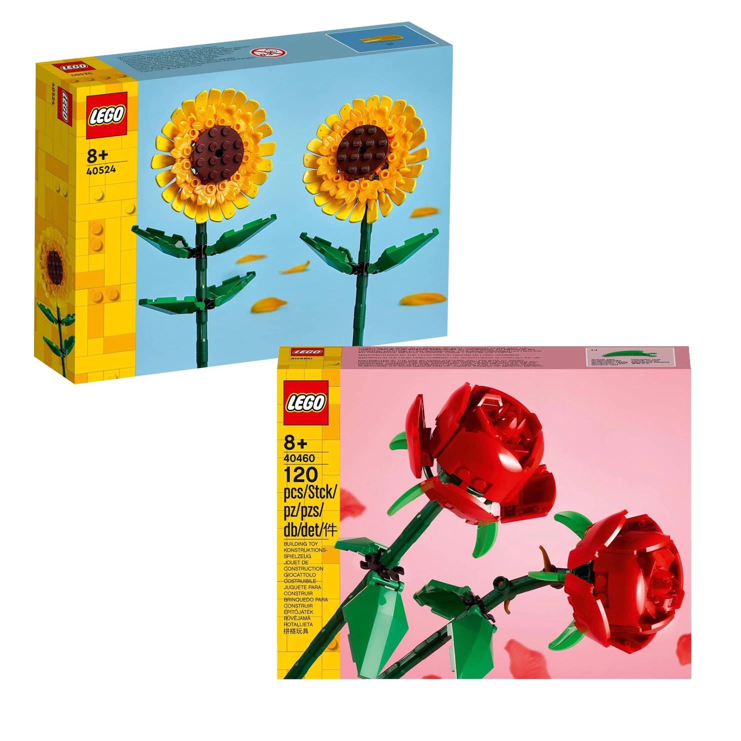 LEGO Iconic Ayçiçeği ,40524 ve Lego Iconic Gül, 40460