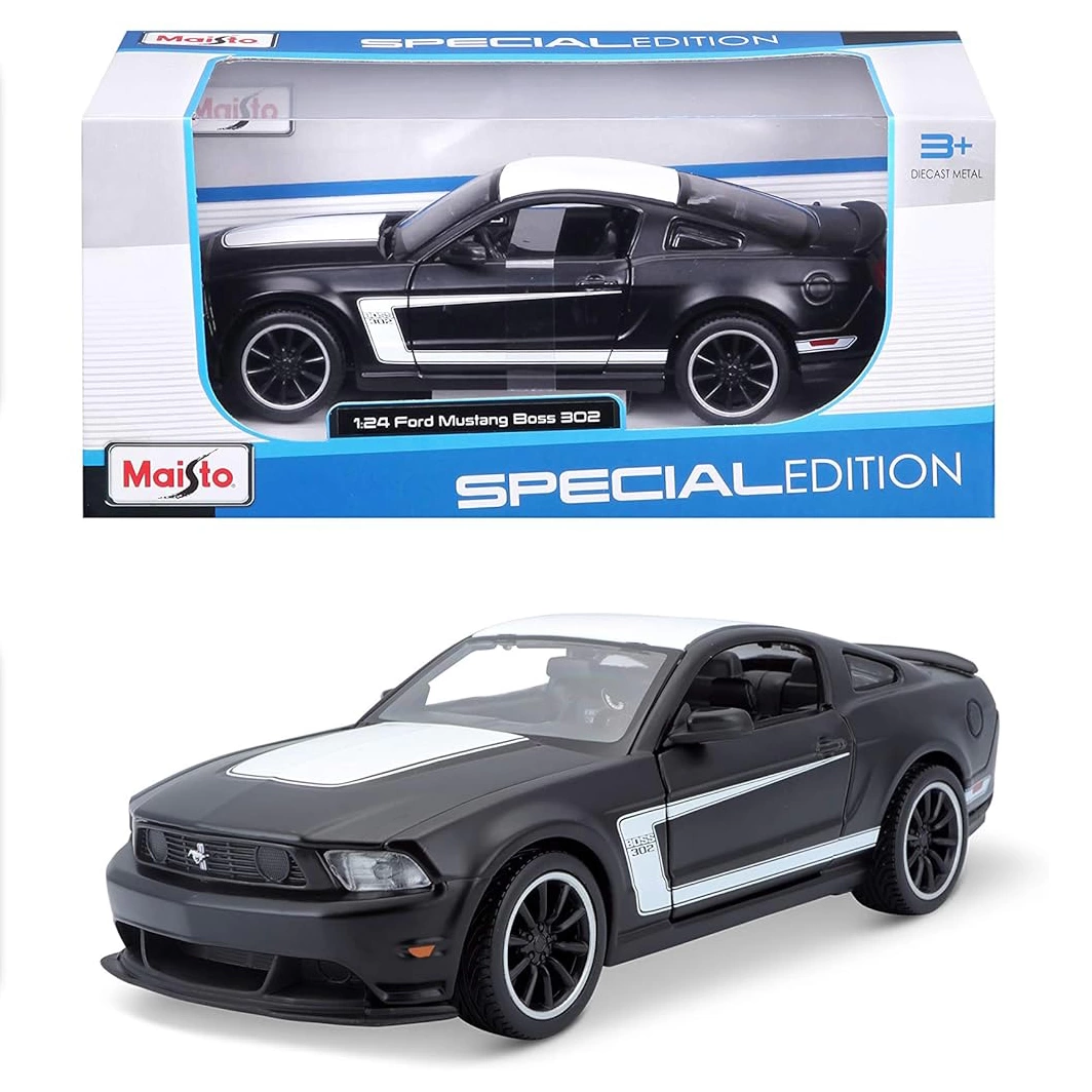 Ford Mustang Boss 302 2011 Maisto 1:24 Preto Fosco - 20 anos! Loja on-line de miniaturas colecionáveis