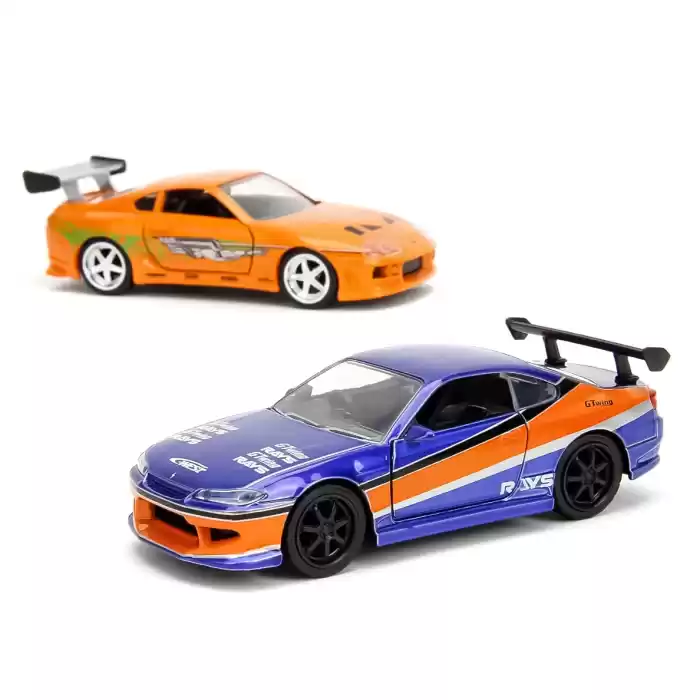 Jada F&F Legacy Series - 2001 Nissan Silvia & Brians Toyota Supra 1/32 İkili Araba Seti