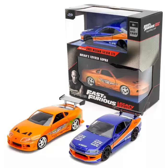 Jada F&F Legacy Series - 2001 Nissan Silvia & Brians Toyota Supra 1/32 İkili Araba Seti