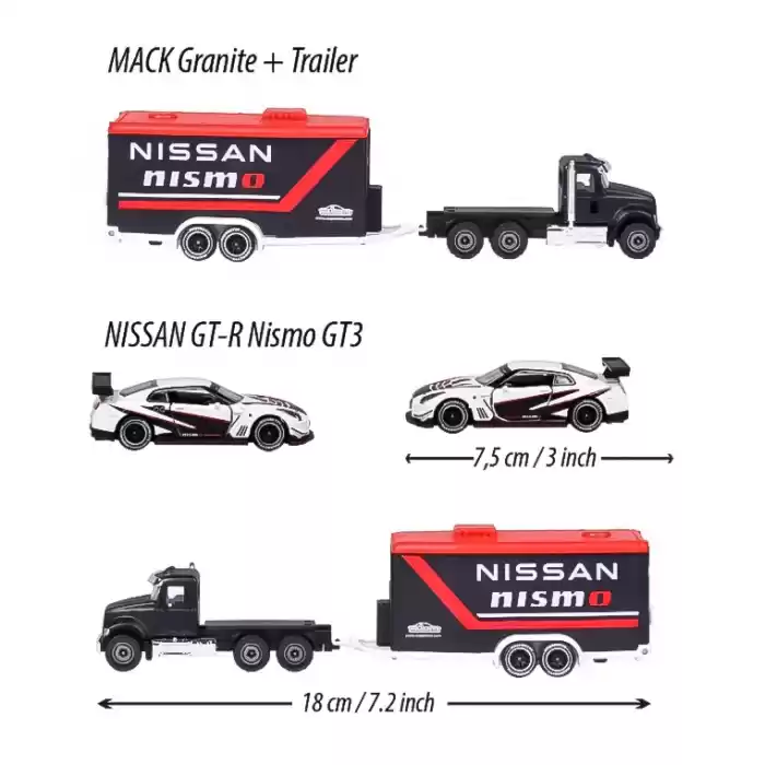 Majorette Race Trailer Mack Granite Nissan GT-R Nismo GT3 - 212053111