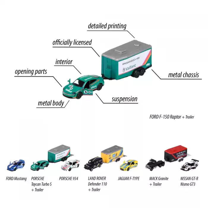 Majorette Race Trailer Vailant Porsche Taycan Turbo S +934 Vailant - 212053111