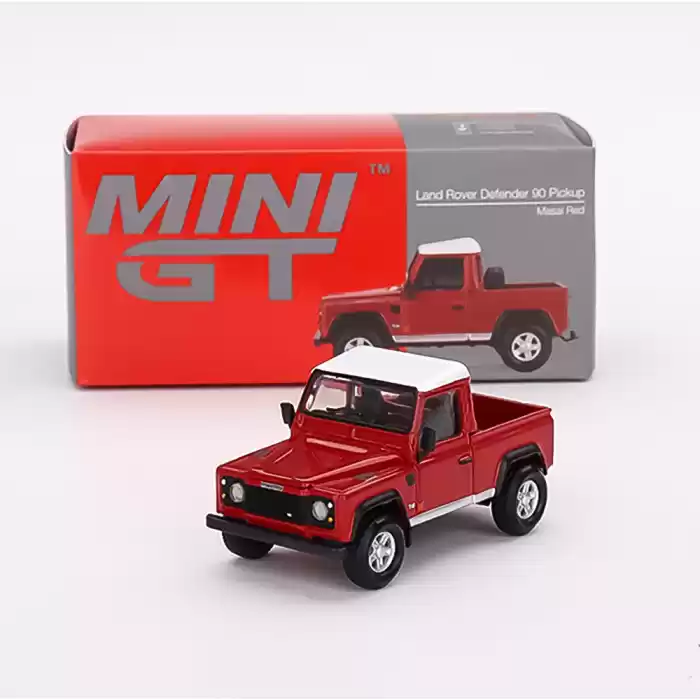 MINI GT: 1/64 Land Rover Defender 90 Pickup Masai Red