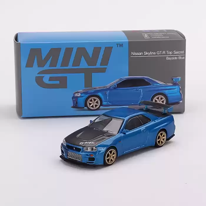 MINI GT: 1/64 Nissan Skyline GT-R (R34) Top Secret Bayside Blue- MGT00531