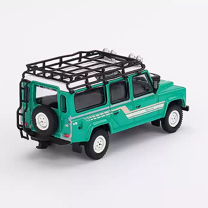 Mini GT Land Rover Defender 110 1985 County Station Wagon Trident Green - MGT00590