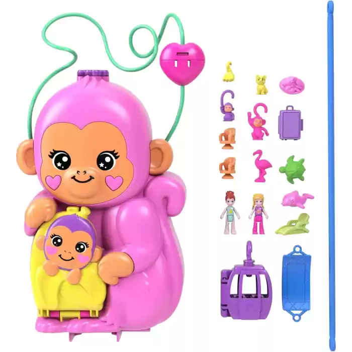 Polly Pocket 2si 1 Arada Anne Maymun ve bebeği Giyilebilir Çanta , HWP04