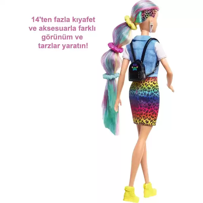 Barbie Leopar Desenli Saçlar Bebeği GRN81