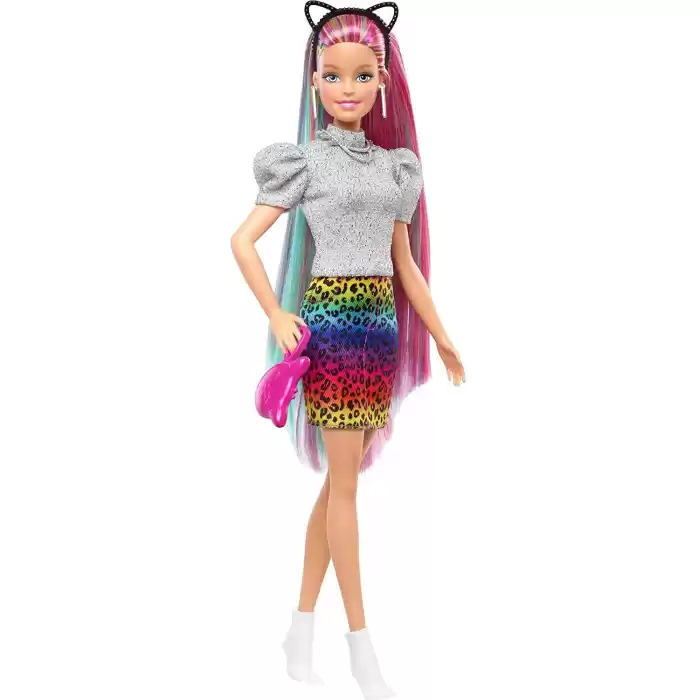 Barbie Leopar Desenli Saçlar Bebeği GRN81