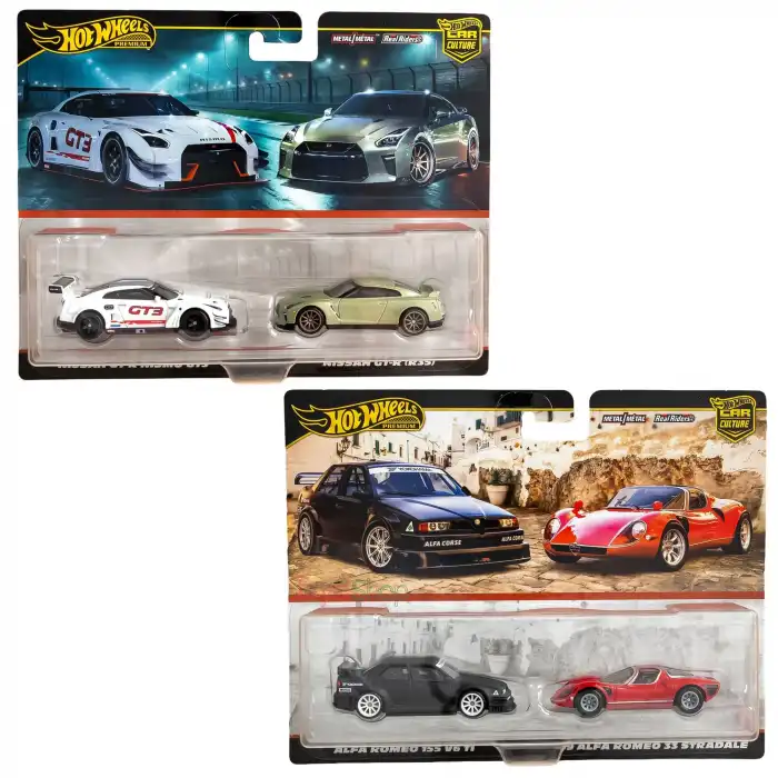 Hot Wheels Premium İki Paket İkili Araçlık Set Mix3 2025 - HBL96 - 979T