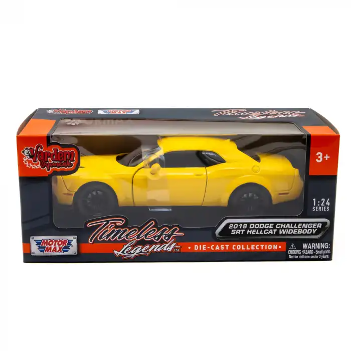 Motor Max 1:24 2018 Dodge Challenger SRT Hellcat Widebody Die-Cast Sarı Model Araba - 79350