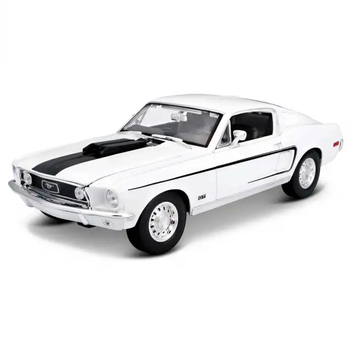 Maisto 1:18 1968 Ford Mustang GT Cobra Jet Diecast Model Araba Beyaz - 31167