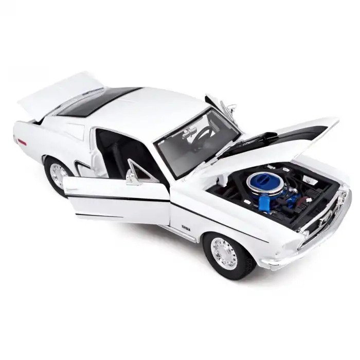 Maisto 1:18 1968 Ford Mustang GT Cobra Jet Diecast Model Araba Beyaz - 31167