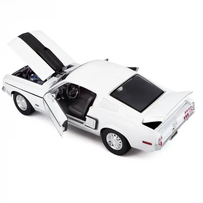 Maisto 1:18 1968 Ford Mustang GT Cobra Jet Diecast Model Araba Beyaz - 31167