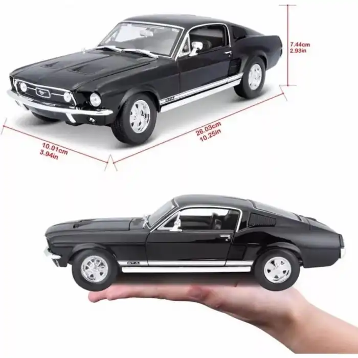 Maisto 1:18 1967 Ford Mustang GTA Fastback Diecast Model Araba Siyah - 31166