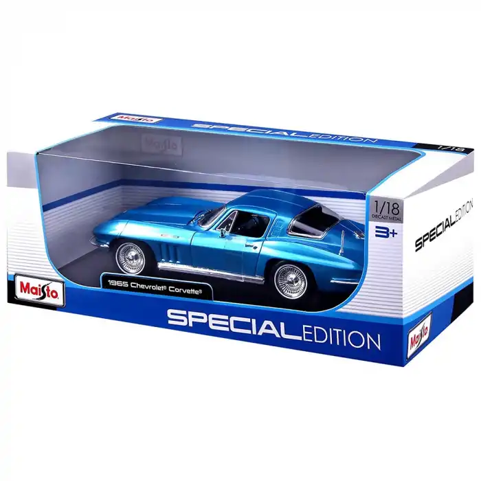 Miasto 1:18 1965 Chevrolet Corvette Diecast Model Araba Mavi - 31640