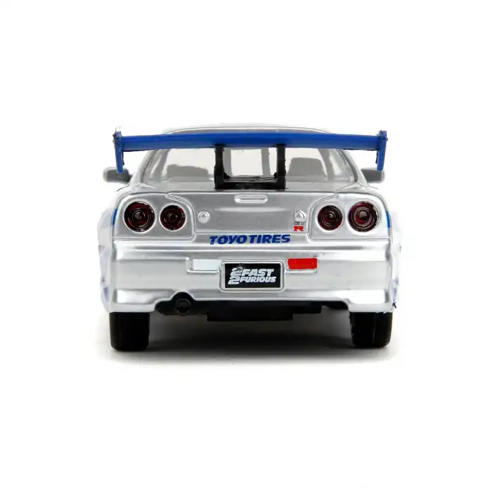 Jada 1:32 Fast & Furious Brians Nissan Skyline GT-R (R34) - Gümüş/Mavi - 24075