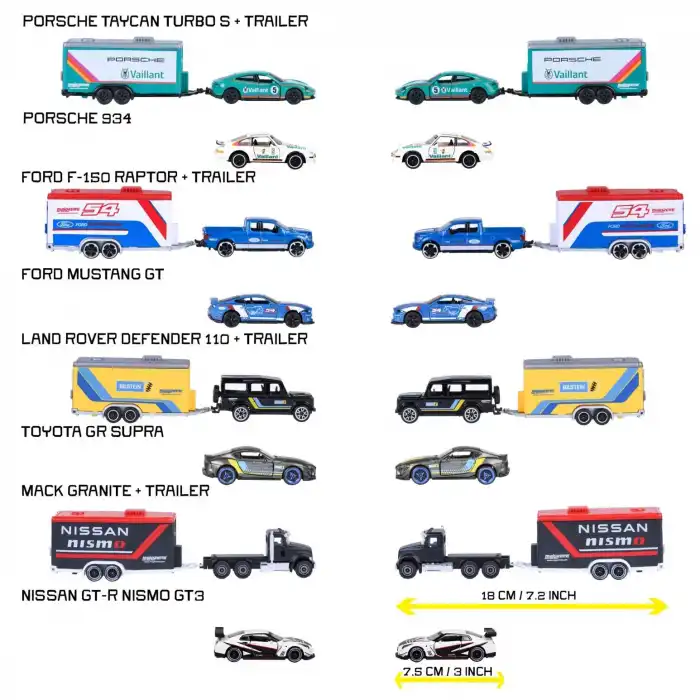 Majorette Racing Deluxe Trailer 4lü Metal Model Araba Seti