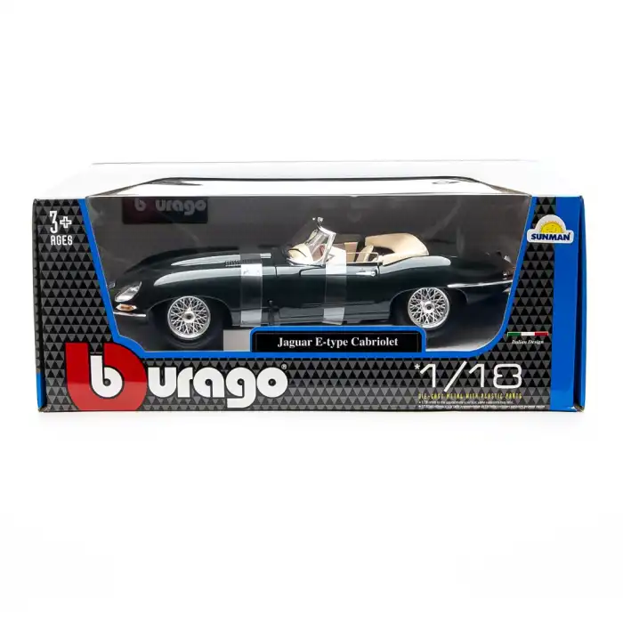 Bburago 1:18 Jaguar E-type Cabriolet Diecast Model Araba Yeşil - 12046
