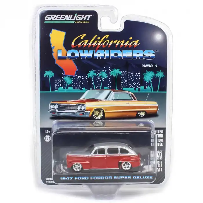 Greenlight 1/64 California Lowriders 4 1947 Ford Fordor Super Deluxe Red Silver 63050-A