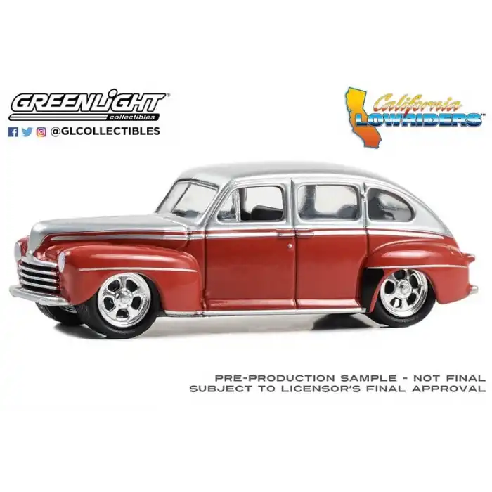 Greenlight 1/64 California Lowriders 4 1947 Ford Fordor Super Deluxe Red Silver 63050-A