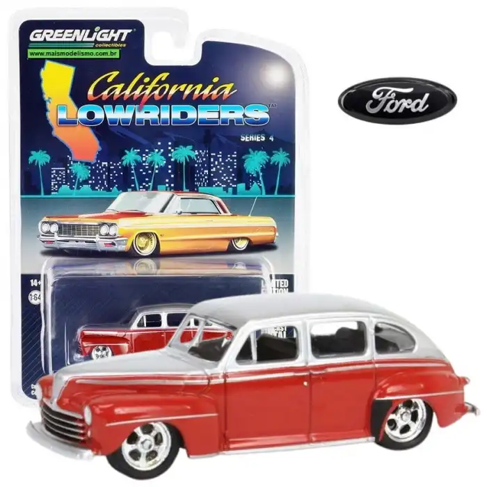 Greenlight 1/64 California Lowriders 4 1947 Ford Fordor Super Deluxe Red Silver 63050-A