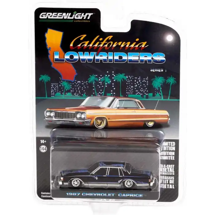 Greenlight 1/64 California Lowriders Series 1 - 1987 Chevrolet Caprice Lowrider - Custom Black Solid Pack 63010-D