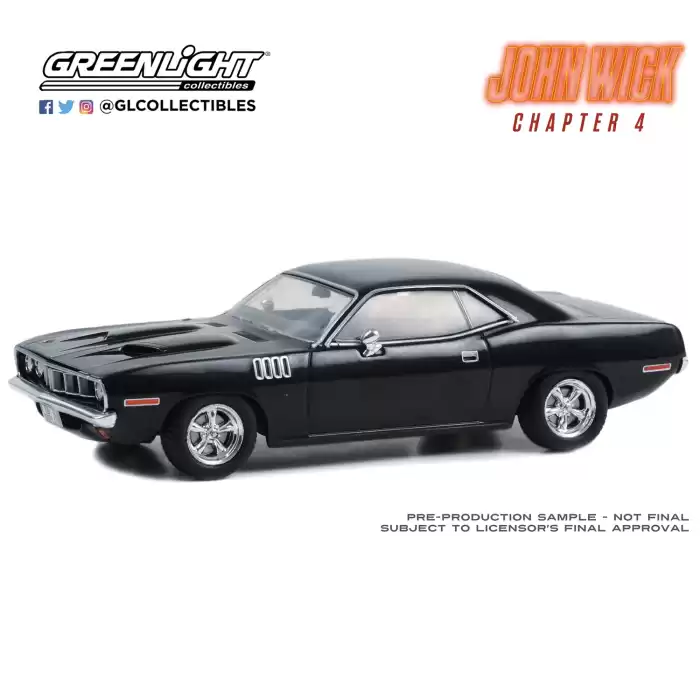 Greenlight 1/64 Hollywood Series 41- 1971 Plymouth Cuda - John Wick: Chapter 4 (2023) 62020-F